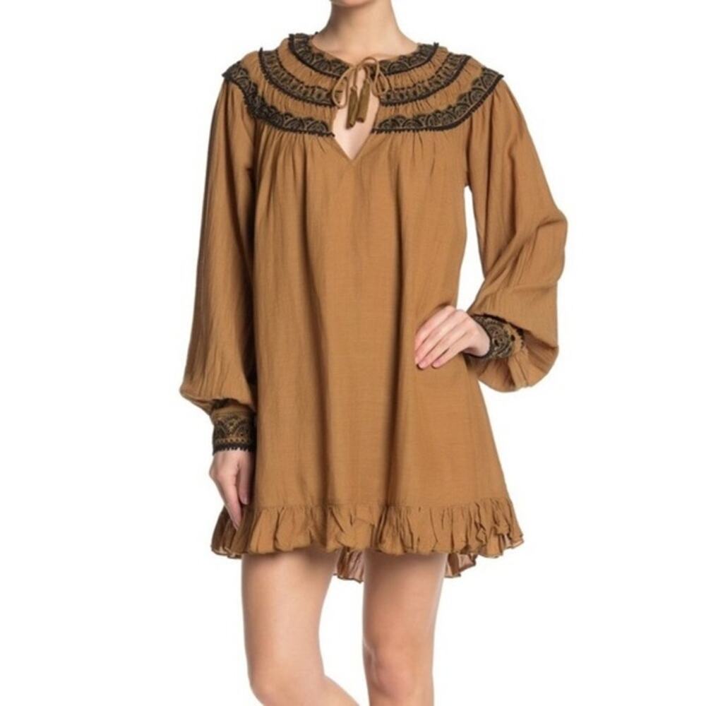 Free People Erin Neutral Combo Mini Dress